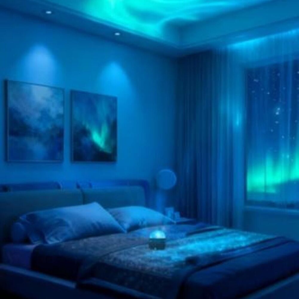 Portable LED Aurora Galaxy Star Night Light Projector with 2 Top Domes
